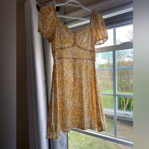 Yellow off the shoulder mini dress